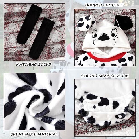 HINTINA Infant Baby Girl Animal Romper Hooded Bodysuit With Socks Halloween Christmas Outfits Fall Winter Clothes Set in Kuwait