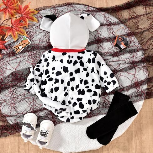HINTINA Infant Baby Girl Animal Romper Hooded Bodysuit With Socks Halloween Christmas Outfits Fall Winter Clothes Set in Kuwait