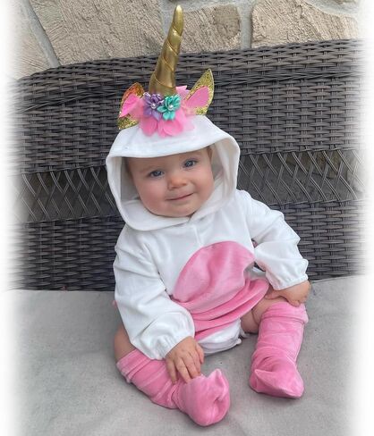 HINTINA Infant Baby Girl Animal Romper Hooded Bodysuit With Socks Halloween Christmas Outfits Fall Winter Clothes Set in Kuwait