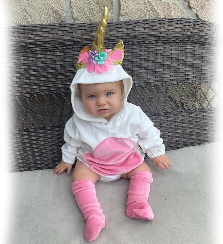 HINTINA Infant Baby Girl Animal Romper Hooded Bodysuit With Socks Halloween Christmas Outfits Fall Winter Clothes Set in Kuwait