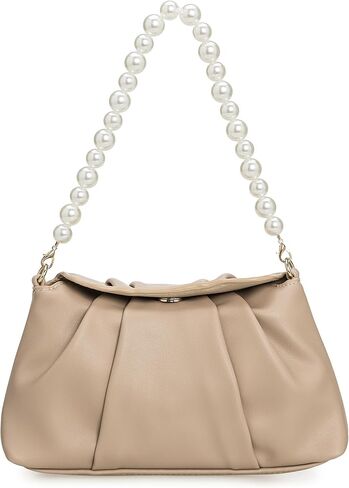 PU Clutch Handbag for Women Evening Bag Formal Dressy Purse with Pearl Strap in Saudi Arabia