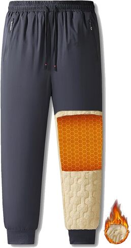 Mens Winter Pants Sherpa Lined Sweatpants Fleece Warm Jogger for Snowsport, Outdoor, Snow Cleaning in Saudi Arabia