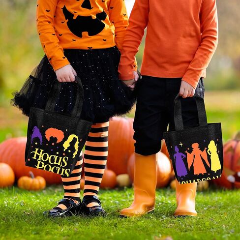 Whaline 24 Pack Halloween Non-Woven Bags Reusable Hocus Pocus Witch Theme Tote Gift Bag Trick or Treat Party Favor Bag Candy Goodie Bag with Handle for Kids Teens Birthday Supplies, 4 Design in Saudi Arabia
