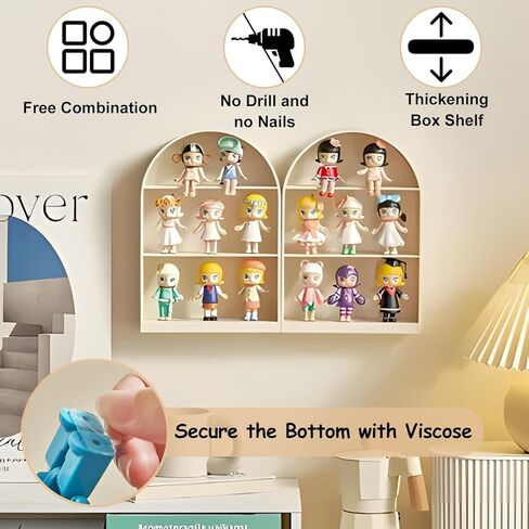 علبة عرض CYEAH مكونة من قطعتين للأشكال، صندوق تخزين الدمى المثبت على الحائط مع ملصق على الوجهين، عرض شخصيات من 3 طبقات لمقتنيات ليغو شخصيات الأكشن بوب مارت in Kuwait
