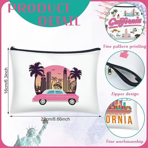 16 Pcs City Cosmetic Bag New York Souvenir Gifts Makeup Bag Italy Los Angeles Travel Vacation Zipper Pouch Purse for Women Birthday Christmas Trip Gifts Party Favors(New York) in Saudi Arabia