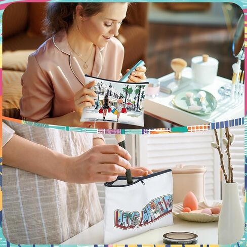 16 Pcs City Cosmetic Bag New York Souvenir Gifts Makeup Bag Italy Los Angeles Travel Vacation Zipper Pouch Purse for Women Birthday Christmas Trip Gifts Party Favors(New York) in Saudi Arabia