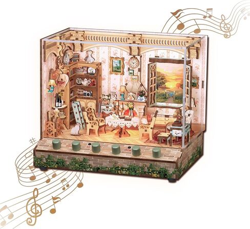 Tonecheer DIY Miniature House Kit, Wooden Dollhouse Kit with Music and White Noise,Tiny Diorama House Building Set with Electronic Screen Kit Creative Idea Gifts for Aduls (The Christmas Cottage) in Saudi Arabia