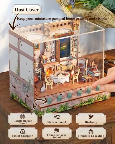 Tonecheer DIY Miniature House Kit, Wooden Dollhouse Kit with Music and White Noise,Tiny Diorama House Building Set with Electronic Screen Kit Creative Idea Gifts for Aduls (The Christmas Cottage) in Saudi Arabia