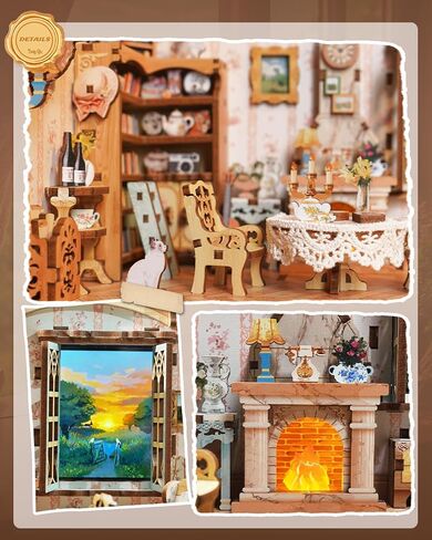 Tonecheer DIY Miniature House Kit, Wooden Dollhouse Kit with Music and White Noise,Tiny Diorama House Building Set with Electronic Screen Kit Creative Idea Gifts for Aduls (The Christmas Cottage) in Saudi Arabia