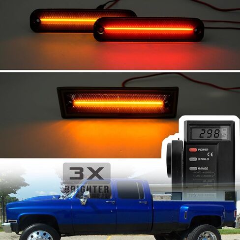 NSLUMO أضواء علامة جانبية LED لـ 1981-1991 Chevy C/K C30 K30 GMC C3500 K3500 شاحنات مزدوجة مصابيح إزالة جانبية حمراء أمامية وخلفية 6 قطع عدسات مدخنة OEM مجموعة إضاءة جانبية للصدمات in Saudi Arabia