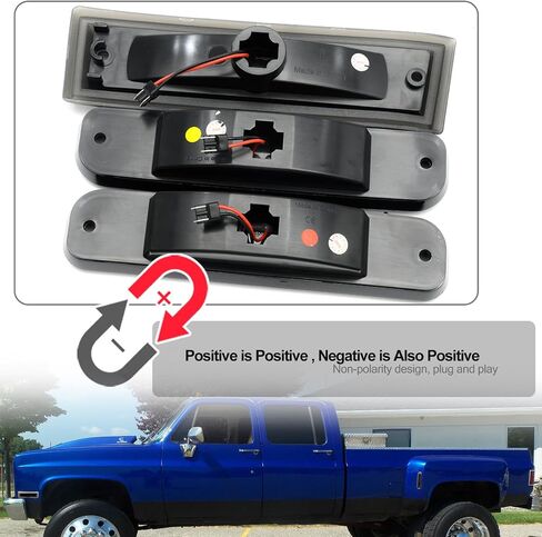NSLUMO أضواء علامة جانبية LED لـ 1981-1991 Chevy C/K C30 K30 GMC C3500 K3500 شاحنات مزدوجة مصابيح إزالة جانبية حمراء أمامية وخلفية 6 قطع عدسات مدخنة OEM مجموعة إضاءة جانبية للصدمات in Saudi Arabia