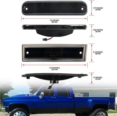 NSLUMO أضواء علامة جانبية LED لـ 1981-1991 Chevy C/K C30 K30 GMC C3500 K3500 شاحنات مزدوجة مصابيح إزالة جانبية حمراء أمامية وخلفية 6 قطع عدسات مدخنة OEM مجموعة إضاءة جانبية للصدمات in Saudi Arabia