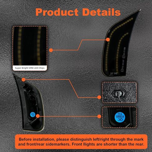 مصابيح علامة جانبية متوافقة مع Yukon/Yukon Denali/Yukon XL/Tahoe/Escalade/Suburban/Escalade ESV 2021 2022 2023 2024 عدسة بيضاء مدخنة in Kuwait