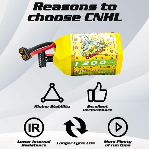 CNHL 1200mAh 6S Lipo Battery 22.2V 100C Burst 200C with XT60 Plug for FPV Racing,RC Quadcopter Helicopter Airplane (2 Packs) in Kuwait