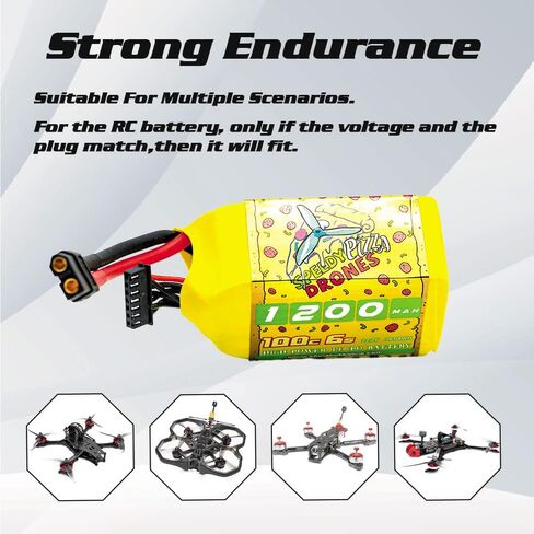 CNHL 1200mAh 6S Lipo Battery 22.2V 100C Burst 200C with XT60 Plug for FPV Racing,RC Quadcopter Helicopter Airplane (2 Packs) in Kuwait