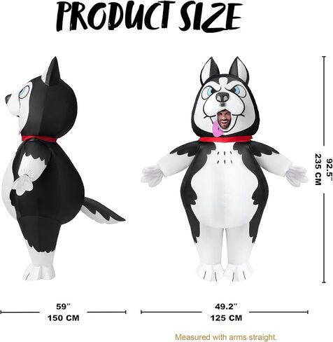 Spooktacular Creations Adults Halloween Inflatable Costumes, Husky Blow Up Dog Costumes for Men, Funny Full Body Animal Halloween Inflatable Suits with Gloves for Halloween Cosplay Themed Parties in Saudi Arabia