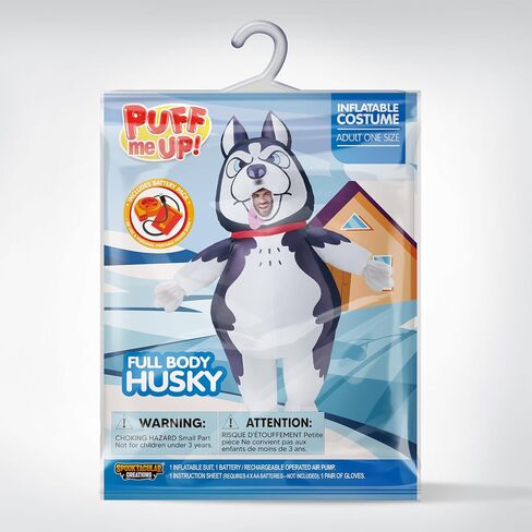 Spooktacular Creations Adults Halloween Inflatable Costumes, Husky Blow Up Dog Costumes for Men, Funny Full Body Animal Halloween Inflatable Suits with Gloves for Halloween Cosplay Themed Parties in Saudi Arabia