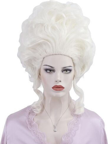Women Short Vintage Queen Wig Curly Wig Halloween Party Costume Wig (Blonde) in Kuwait