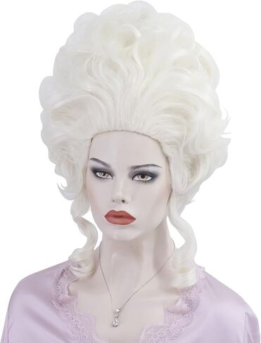 Women Short Vintage Queen Wig Curly Wig Halloween Party Costume Wig (Blonde) in Kuwait