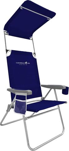 CARIBBEAN JOE Folding Beach Chair, 1 Position High Back Outdoor Camping Chair with Canopy, Lightweight and Portable, Teal in Saudi Arabia