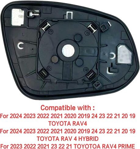 Left Driver Side Mirror Glass Heated Without Auto Dimming Compatible with for Toyota Rav4 2019-2024 Left Side View Mirror Replacement Glass With Backing (Left Driver Side Mirror Glass Heated) in Saudi Arabia