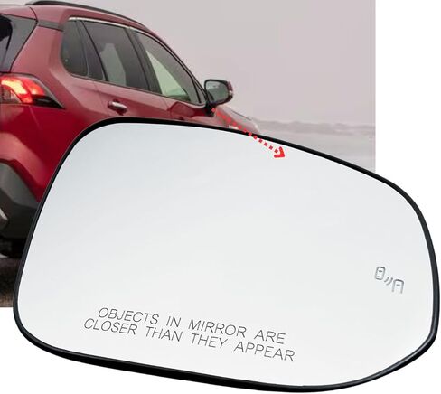 Left Driver Side Mirror Glass Heated Without Auto Dimming Compatible with for Toyota Rav4 2019-2024 Left Side View Mirror Replacement Glass With Backing (Left Driver Side Mirror Glass Heated) in Saudi Arabia