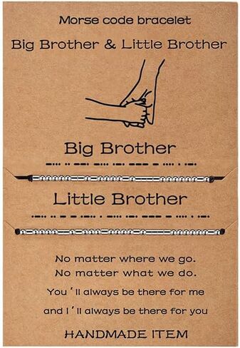 Big Sis Lil Sis/Big Brother Lil Brother Family Morse Code Bracelets 2-3pcs Sterling Silver Pinky Promise Matching Bracelets Set Mom And Son/Daughter BFF Friendship Family Relationship Inspirational Jewelry in Kuwait