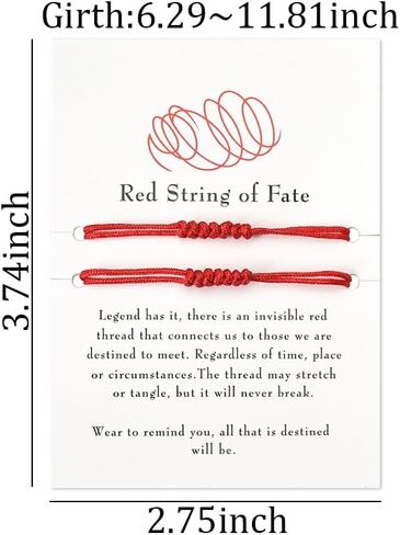 أساور حبل متطابقة للأزواج، سوار بسلسلة حمراء، هدايا علاقة لمسافات طويلة لصديقها وصديقتها، هدايا عيد الميلاد للزوج من هدايا عيد ميلاد الزوجة لها ولها in Kuwait