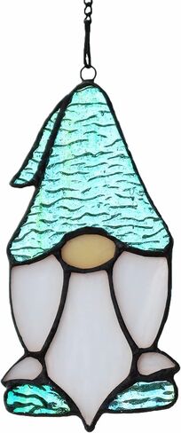 BOXCASA سانتا لوحة نافذة زجاجية ملونة معلقة، ديكور سانتا، زخرفة عيد الميلاد، 4.2 × 7.8 بوصة in Kuwait