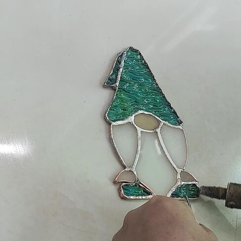 BOXCASA سانتا لوحة نافذة زجاجية ملونة معلقة، ديكور سانتا، زخرفة عيد الميلاد، 4.2 × 7.8 بوصة in Kuwait