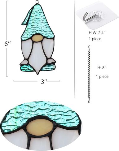 BOXCASA سانتا لوحة نافذة زجاجية ملونة معلقة، ديكور سانتا، زخرفة عيد الميلاد، 4.2 × 7.8 بوصة in Kuwait