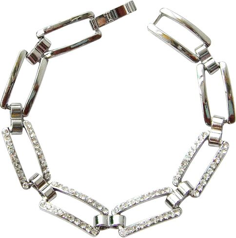Navachi 18k White Gold Plated Micro Inlay White Zircon Square Shape Az3201 Bracelet Bangle 7.1" in Saudi Arabia