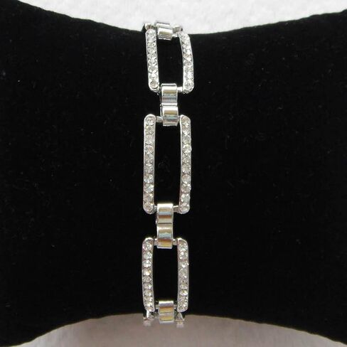 Navachi 18k White Gold Plated Micro Inlay White Zircon Square Shape Az3201 Bracelet Bangle 7.1" in Saudi Arabia