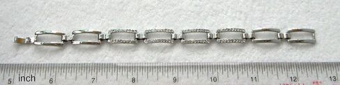 Navachi 18k White Gold Plated Micro Inlay White Zircon Square Shape Az3201 Bracelet Bangle 7.1" in Saudi Arabia