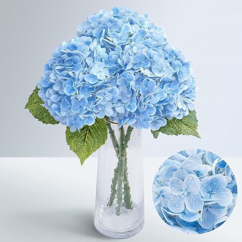 Artificial Hydrangea, 21 inch Natural Realistic Latex Flowers for Home Decor, Party Floral Arrangements, Wedding Bouquets and centerpieces (3pc) (Yellow) in Saudi Arabia