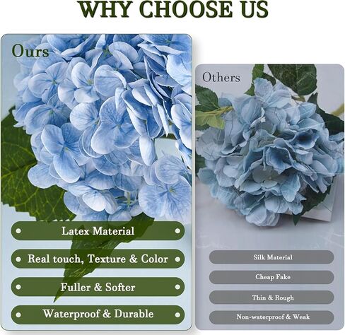 Artificial Hydrangea, 21 inch Natural Realistic Latex Flowers for Home Decor, Party Floral Arrangements, Wedding Bouquets and centerpieces (3pc) (Yellow) in Saudi Arabia