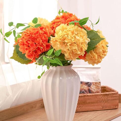 Artificial Hydrangea, 21 inch Natural Realistic Latex Flowers for Home Decor, Party Floral Arrangements, Wedding Bouquets and centerpieces (3pc) (Yellow) in Saudi Arabia