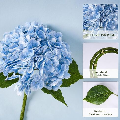 Artificial Hydrangea, 21 inch Natural Realistic Latex Flowers for Home Decor, Party Floral Arrangements, Wedding Bouquets and centerpieces (3pc) (Yellow) in Saudi Arabia