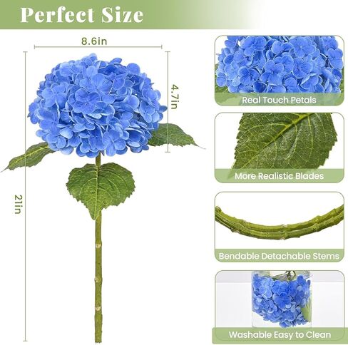 Artificial Hydrangea, 21 inch Natural Realistic Latex Flowers for Home Decor, Party Floral Arrangements, Wedding Bouquets and centerpieces (3pc) (Yellow) in Saudi Arabia