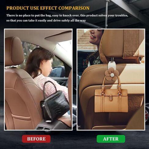 4PCS Car Hooks for Purses and Bags, Flower Car Headrest Hook, Car Purse Hook Hanger, Car Accessories Multipurpose Back Seat Hanger Storage Organize Universal for Most Cars (4PCS-White Flower) in Kuwait