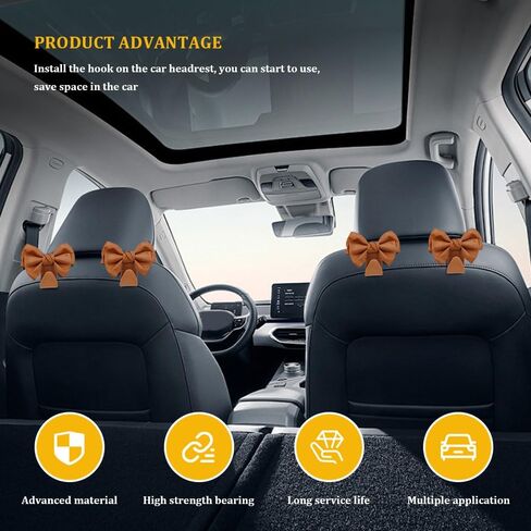 4PCS Car Hooks for Purses and Bags, Flower Car Headrest Hook, Car Purse Hook Hanger, Car Accessories Multipurpose Back Seat Hanger Storage Organize Universal for Most Cars (4PCS-White Flower) in Kuwait