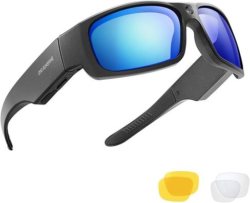 نظارات شمسية كاميرا OhO، HD 1080 32 جيجا نظارات شمسية رياضية مع كاميرا مدمجة بدقة 15 ميجابكسل وحماية من الأشعة فوق البنفسجية 400 وعدسة قابلة للتبديل in Kuwait