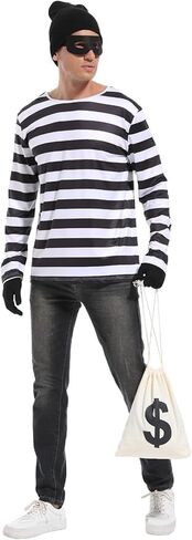 Adult Men's Robber Costume, Bank Robber Costume Thief Accessories for Halloween Costume in Kuwait