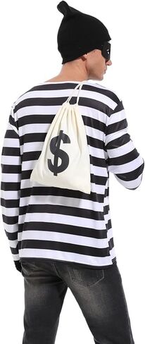 Adult Men's Robber Costume, Bank Robber Costume Thief Accessories for Halloween Costume in Kuwait