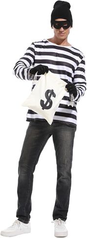 Adult Men's Robber Costume, Bank Robber Costume Thief Accessories for Halloween Costume in Kuwait
