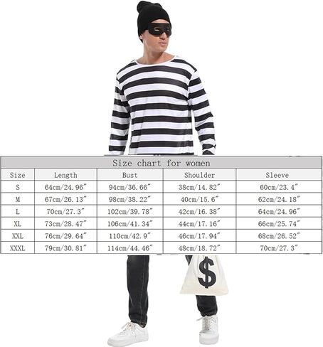 Adult Men's Robber Costume, Bank Robber Costume Thief Accessories for Halloween Costume in Kuwait