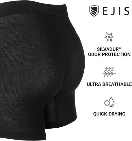 Ejis Mens Boxer Briefs, Performance Boxer Briefs for Men w Flex Fit Pouch, Quick Dry Moisture Wicking Mens Underwear, Black in Saudi Arabia
