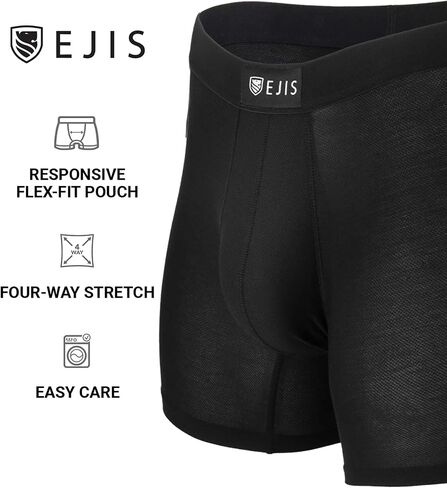 Ejis Mens Boxer Briefs, Performance Boxer Briefs for Men w Flex Fit Pouch, Quick Dry Moisture Wicking Mens Underwear, Black in Saudi Arabia