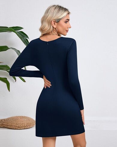 2 Pack Women's Club Long Sleeve Mini Dresses Boat Neck Slim Fit Bodycon Dresses Casual Short Party Dresses Fall 2024 in Kuwait