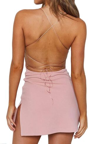 Women Sexy Dresses Backless Bodycon Party Mini Dress in Saudi Arabia